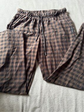 Spyder Brown & Black Plaid Drawstring Joggers